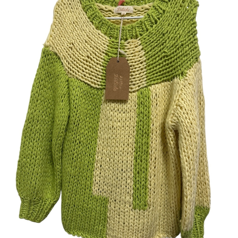 Boutique Green and white sweater NWT